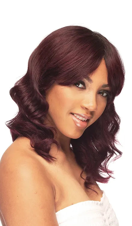 MAROON WAVY WIG H5023