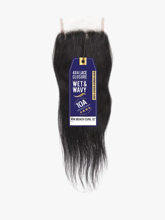 10A WET & WAVY 4X4 LACE CLOSURE – BEACH CURL 12″
