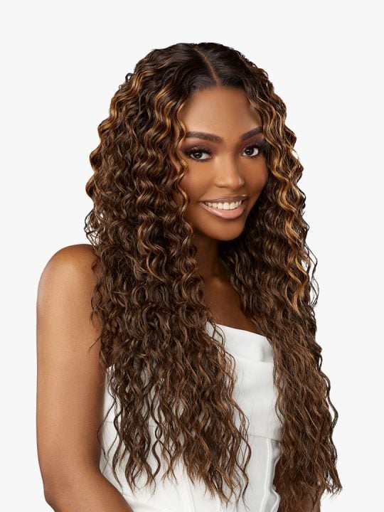 BUTTA LACE HUMAN HAIR BLEND WATER DEEP 28″ Butta Lace human hair blend wig with Soft, cascading deep waves