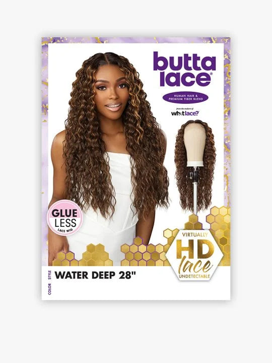 BUTTA LACE HUMAN HAIR BLEND WATER DEEP 28″ Butta Lace human hair blend wig with Soft, cascading deep waves