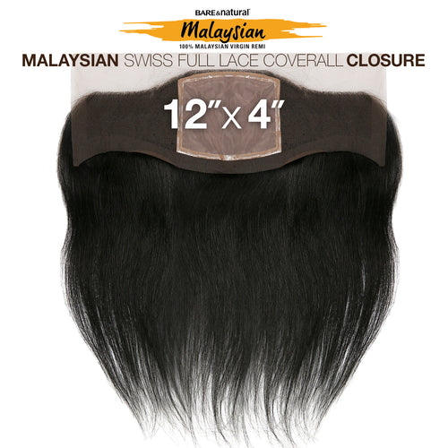 Sensationnel Malaysian Virgin Remy Human Hair Weave Bare&Natural 12x4 Swiss Full Lace Ear To Ear Coverall Straight 12"