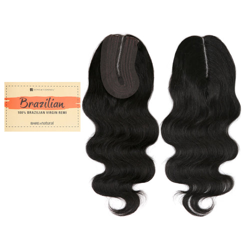 Sensationnel Unprocessed Brazilian Virgin Remy Human Hair Weave Bare & Natural L-Shape Part Lace Closure Natural Body 12"