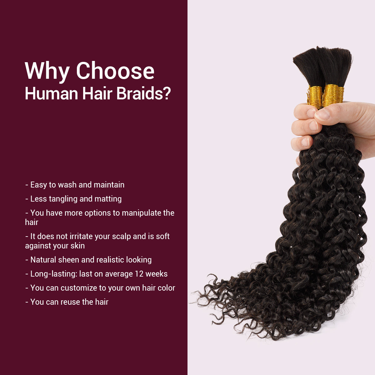 Starlet 100% Virgin Unprocessed Human Braiding Hair Water Bulk (20"-24")