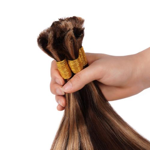 Starlet 100% Virgin Unprocessed Human Braiding Hair 4/27 Caramel Brown Highlight Straight Bulk (18"-20")