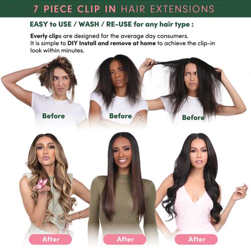 Sensationnel Remy Human Hair Weave Everly Butterfly Clip-in Straight 18" (7Pcs)