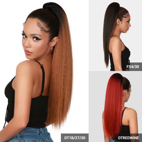 Instant Glitz Synthetic Drawstring Ponytail Natural Yaki Straight 24"