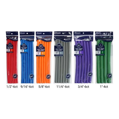 Annie Soft Twist Rollers 12" Extra Long