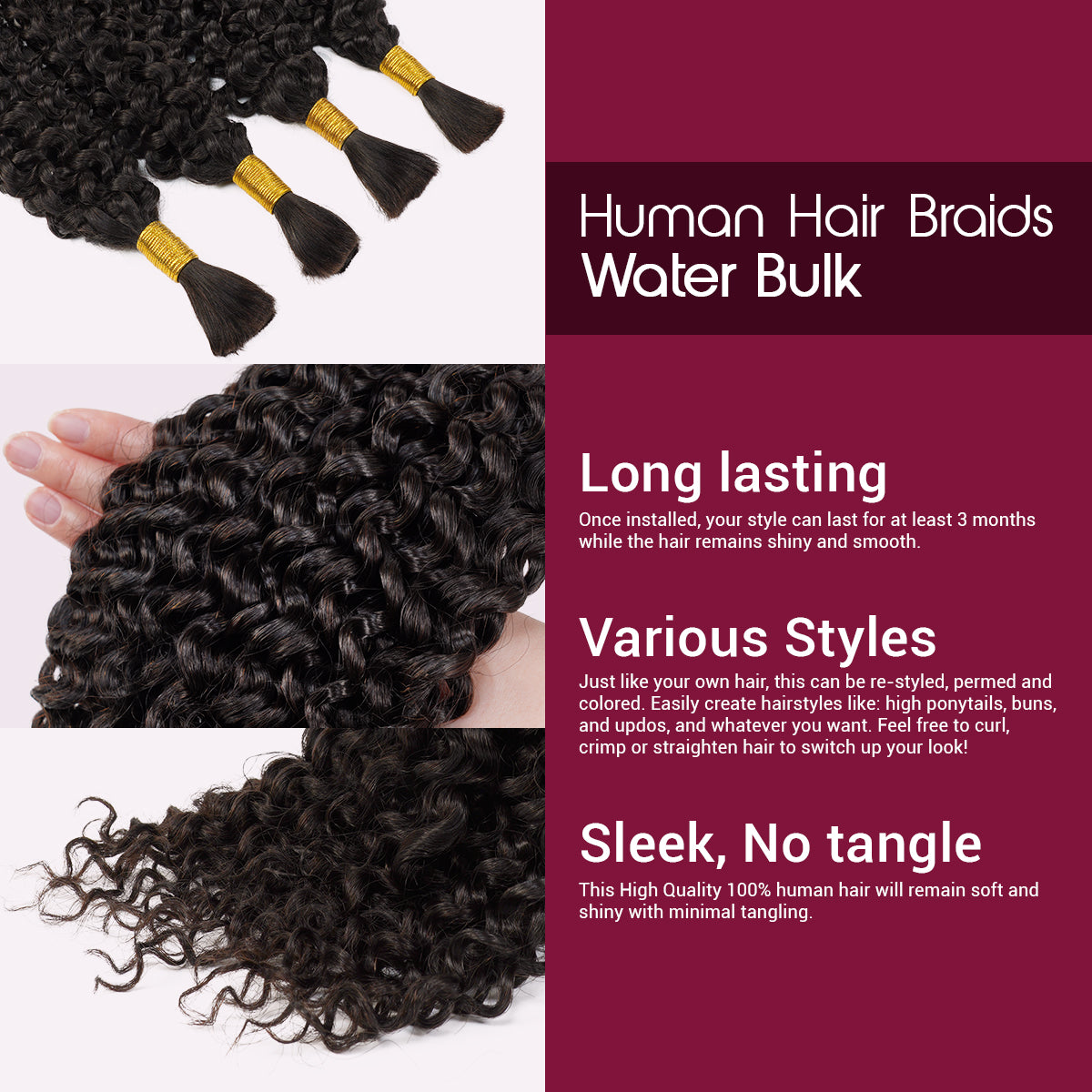 Starlet 100% Virgin Unprocessed Human Braiding Hair Water Bulk (20"-24")