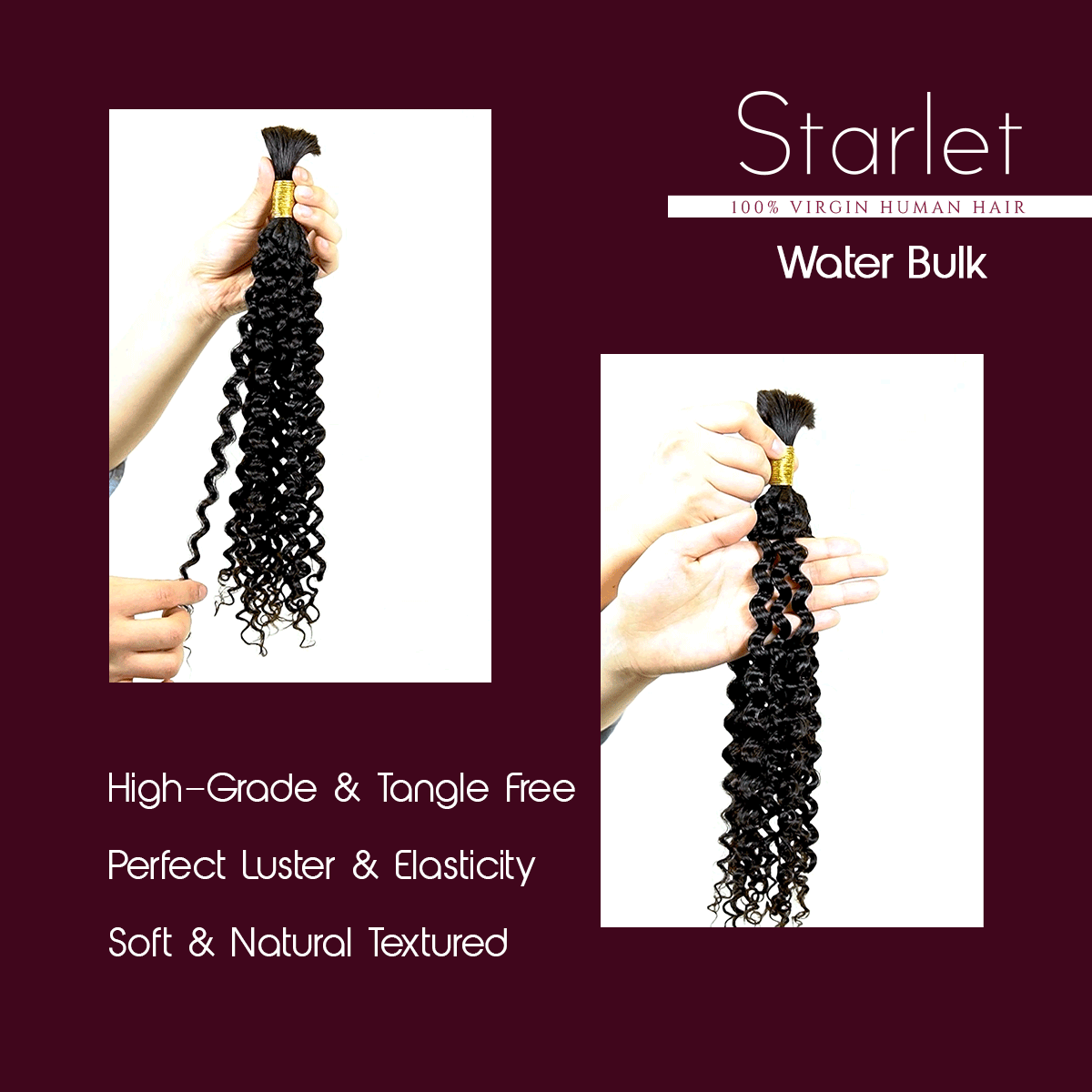 Starlet 100% Virgin Unprocessed Human Braiding Hair Water Bulk (20"-24")