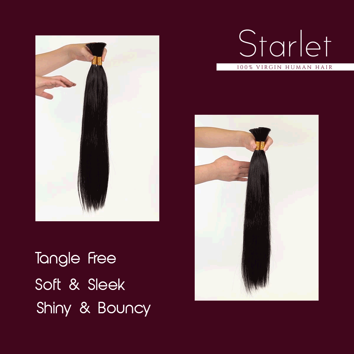 Starlet 100% Virgin Unprocessed Human Braiding Hair Straight Bulk (18"-20")