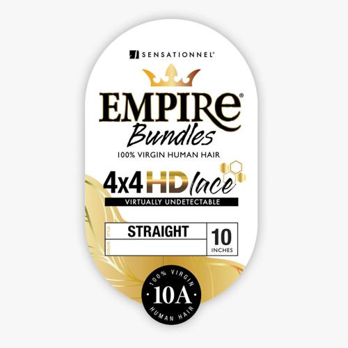 Sensationnel Virgin Human Hair Weave Empire Bundle 4X4 HD Lace Closure 10A Straight (10-18")