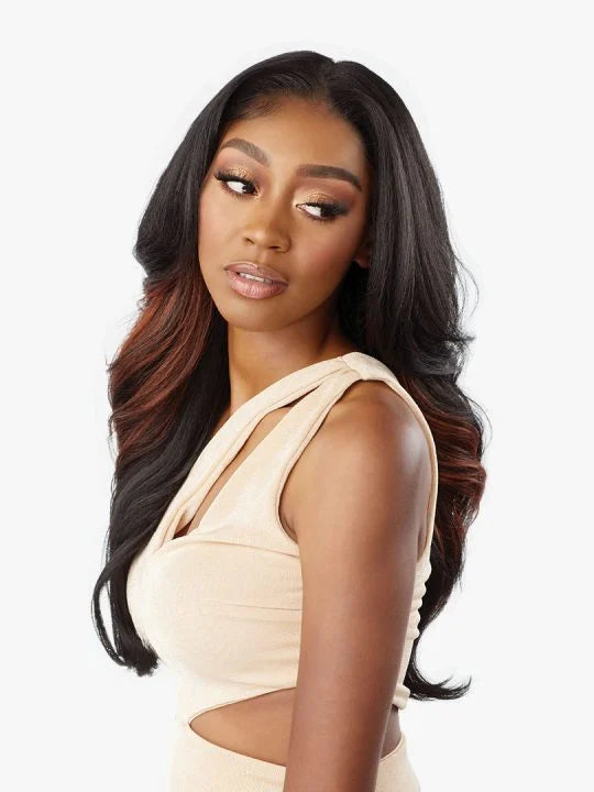 BUTTA LACE PRE-CUT UNIT 1 Glamorous, layered loose curls with curls facing away from the face.