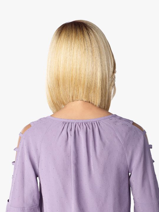 CHRISSY A line bob style with shorter hair length in the back than the front.