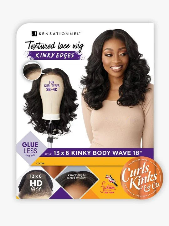 KINKY EDGES 13X6 KINKY BODY WAVE 18″ A bob length of voluminous S-shaped Body Waves
