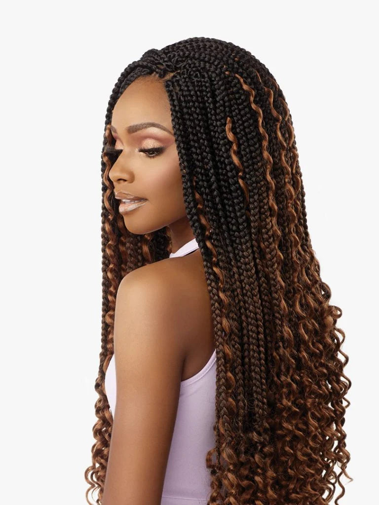 LULUTRESS 3X BOHO BOX BRAID LARGE 28″ Box Braid with curls at the bottom and sides.
