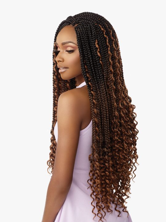 LULUTRESS 3X BOHO BOX BRAID LARGE 28″ Box Braid with curls at the bottom and sides.