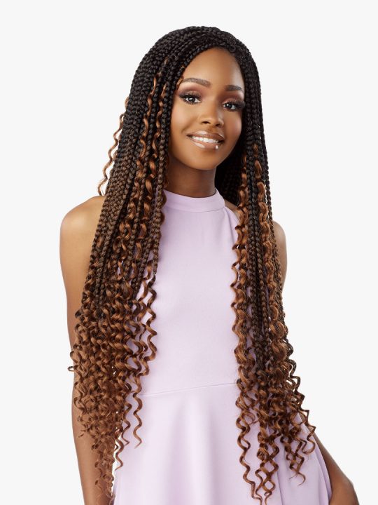 LULUTRESS 3X BOHO BOX BRAID LARGE 28″ Box Braid with curls at the bottom and sides.