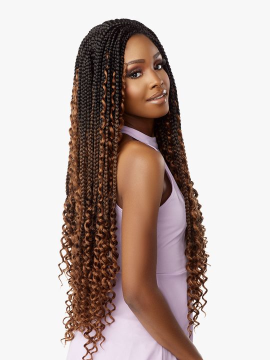 LULUTRESS 3X BOHO BOX BRAID LARGE 28″ Box Braid with curls at the bottom and sides.