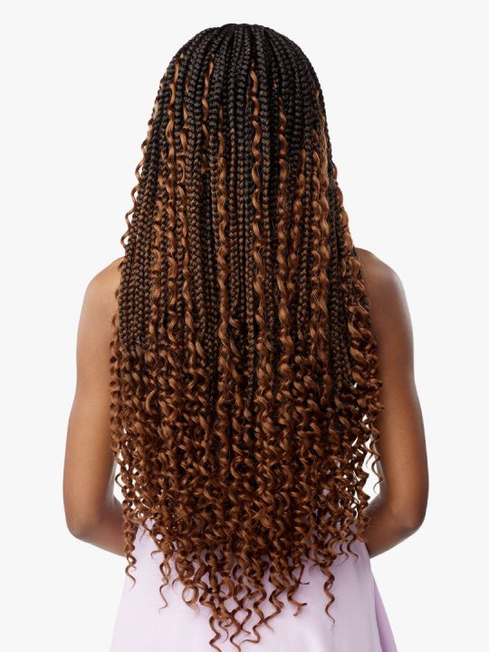 LULUTRESS 3X BOHO BOX BRAID LARGE 28″ Box Braid with curls at the bottom and sides.