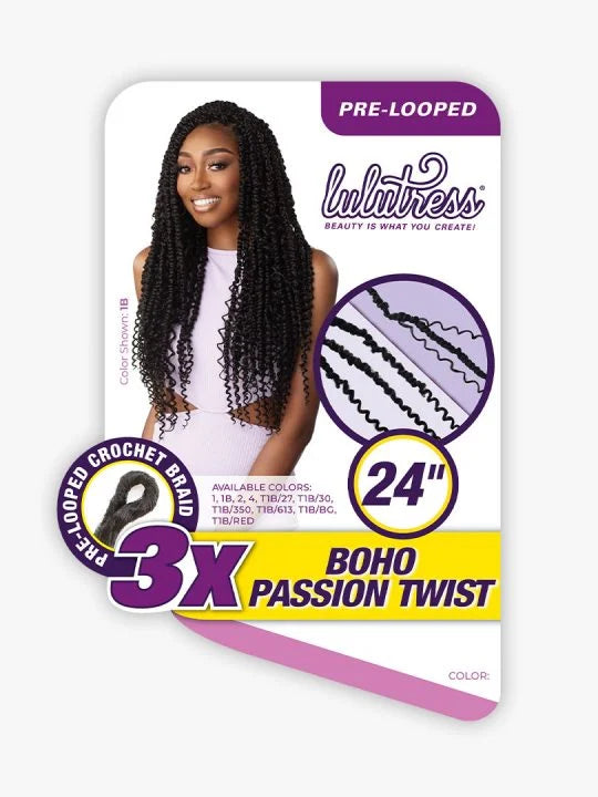 LULUTRESS BOHO PASSION TWIST 24″ Passion twist with boho curls on the sides.