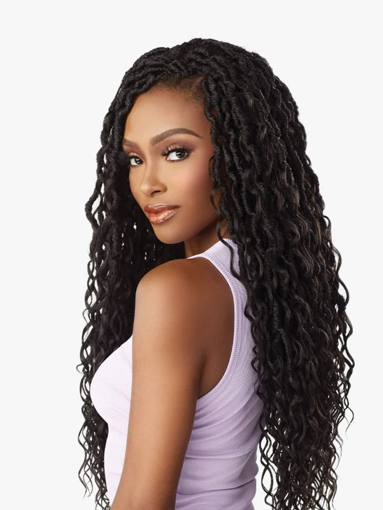 LULUTRESS MERMAID LOCS 24″ Goddess locs with boho curls on the sides.
