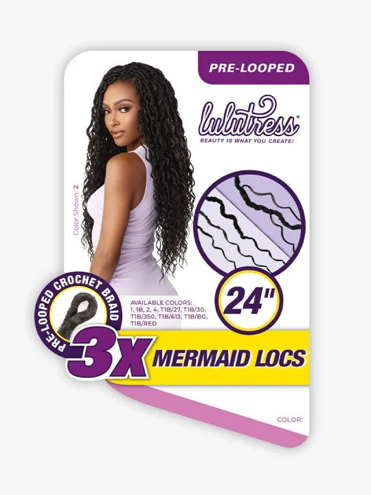 LULUTRESS MERMAID LOCS 24″ Goddess locs with boho curls on the sides.