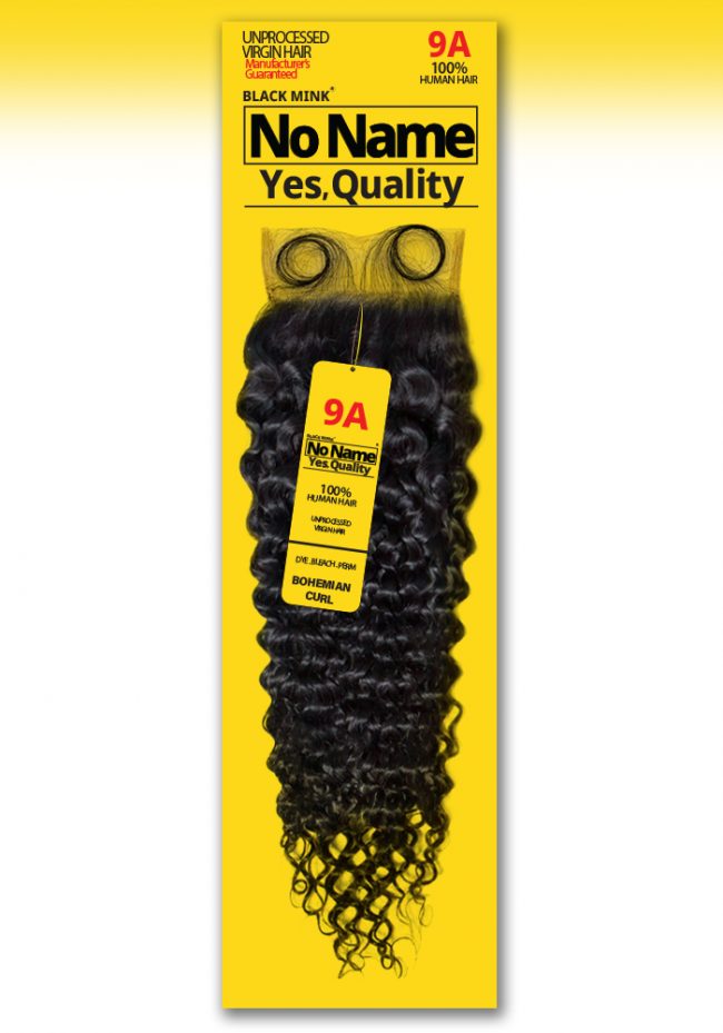 NO NAME 4X4 CLOSURE-BOHEMIAN CURL 100% UNPROCESSED VIRGIN HUMAN HAIR