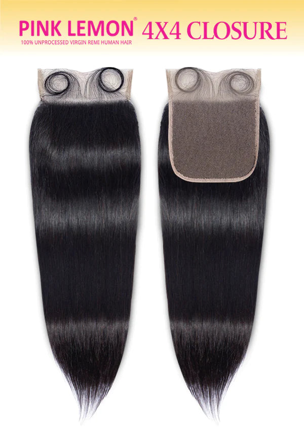 PINK LEMON - 4x4" 13A Full Lace Closure STRAIGHT (100% Human)