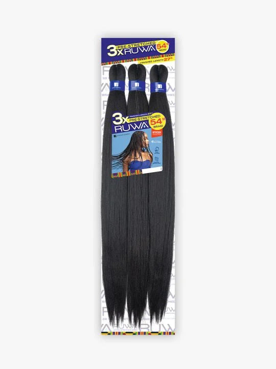 3X RUWA PRE-STRETCHED BRAID 54″ Pre-stretched braid with naturally tapered ends. Long 27″ (54″ fully folded) create a look with the desired length