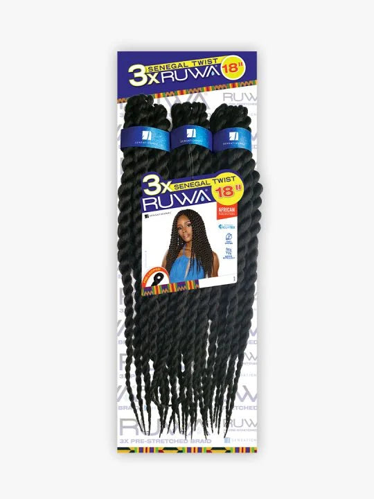 3X RUWA SENEGAL TWIST 18″ Senegal Twist style has 3 bundles in one pack.