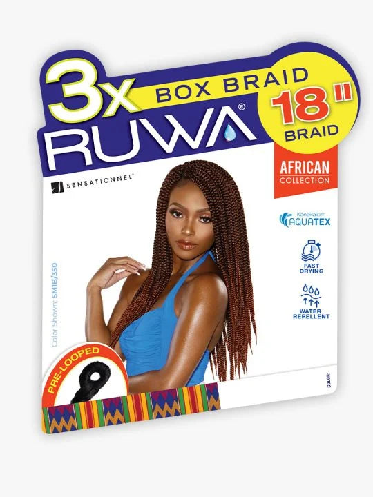 3X RUWA BOX BRAID 18″ Tightly braided box braid style and has 3 bundles in one pack.