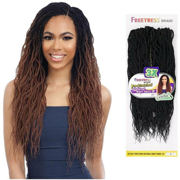 FREETRESS: 3X PRE-STRETCHED NATURAL WAVY TWIST 18" CROCHET BRAIDS