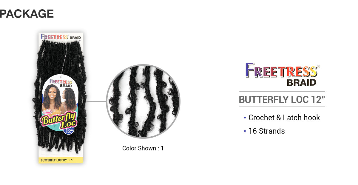 SHAKE-N-GO FREETRESS BRAID - BUTTERFLY LOC - CROCHET - 12" - 24"