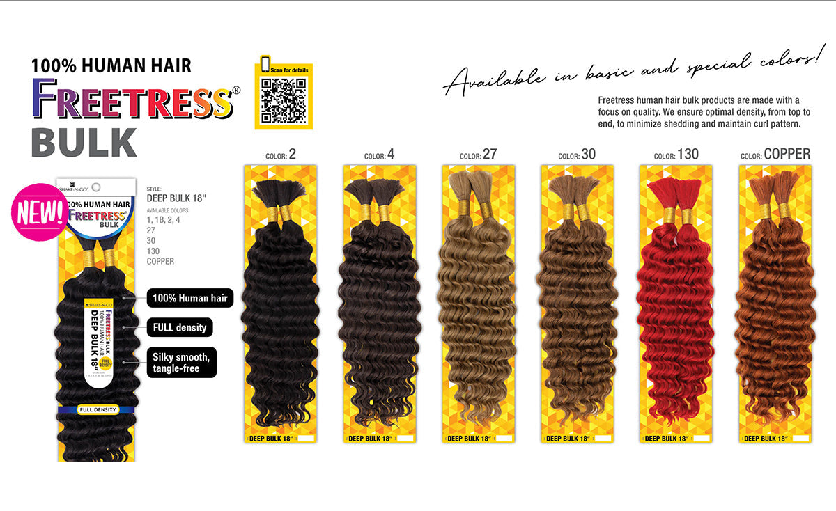 SHAKE-N-GO 100% HUMAN HAIR - FREETRESS - DEEP BULK 18"