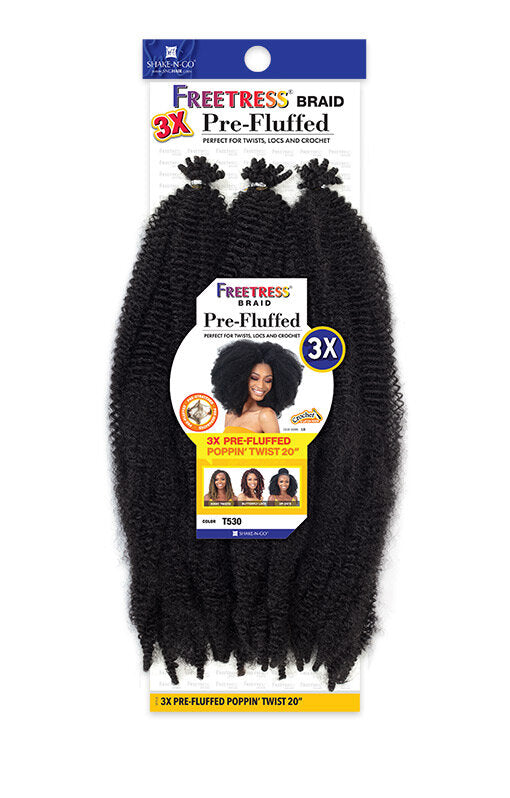 SHAKE-N-GO FREETRESS BRAID - 3X PRE-FLUFFED POPPIN TWISTS