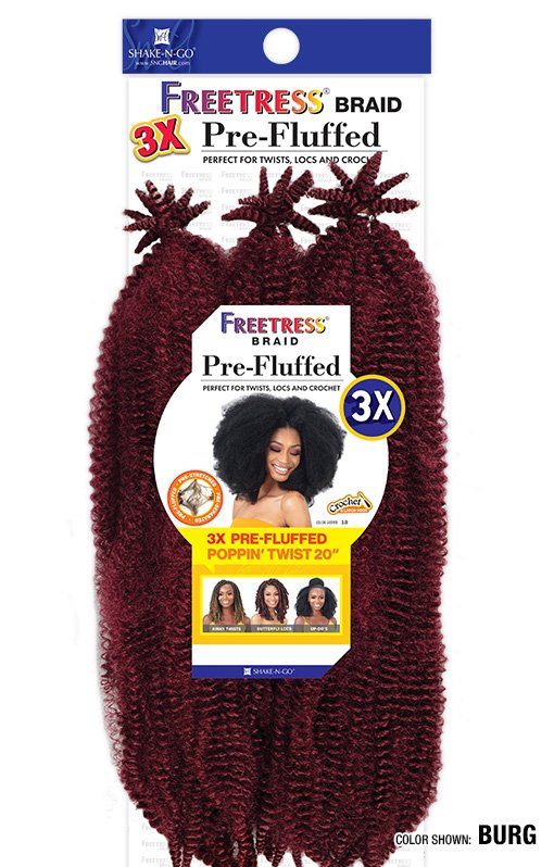 SHAKE-N-GO FREETRESS BRAID - 3X PRE-FLUFFED POPPIN TWISTS
