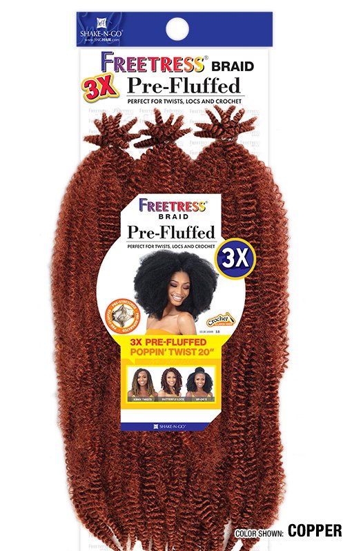 SHAKE-N-GO FREETRESS BRAID - 3X PRE-FLUFFED POPPIN TWISTS