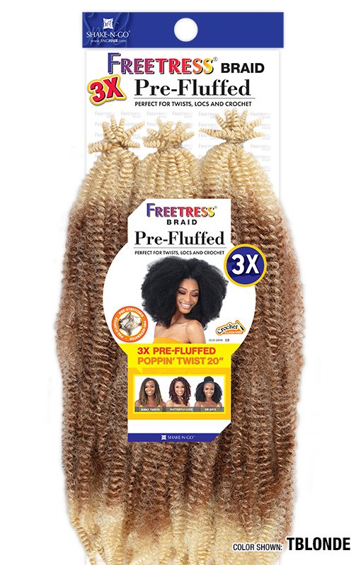 SHAKE-N-GO FREETRESS BRAID - 3X PRE-FLUFFED POPPIN TWISTS