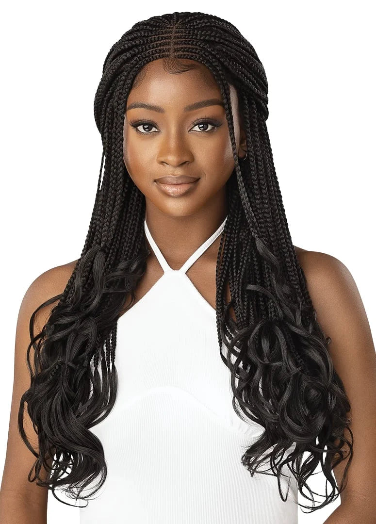 OUTRE 4 X 4 LACE FRONT WIG - MIDDLE PART FRENCH CURL BOX BRAIDS - 26"