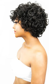 SHORT BLACK CURLY WAVY MIX WIG H5008