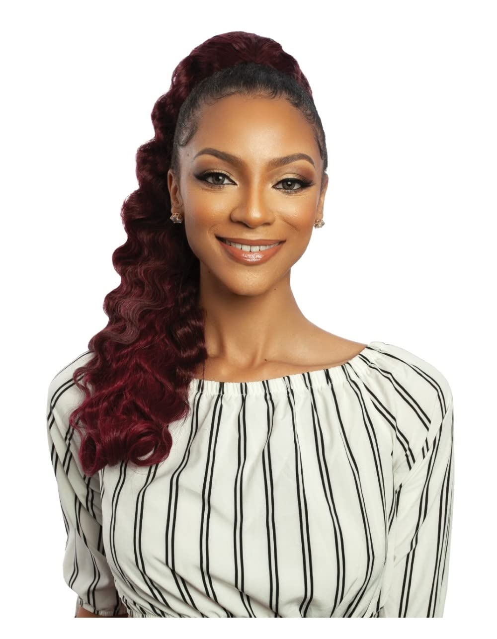 Mane Concept Human Hair Blend Ponytail Brown Sugar Wrap N Tie BSWNT07 Crimp Wave Wnt 22"