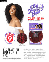 Outre Human Hair Blend Clip on Weave Premium Purple Pack Big Beautiful Hair Clip-In 4A Kinky Curl 10" 9Pcs (CBRN)