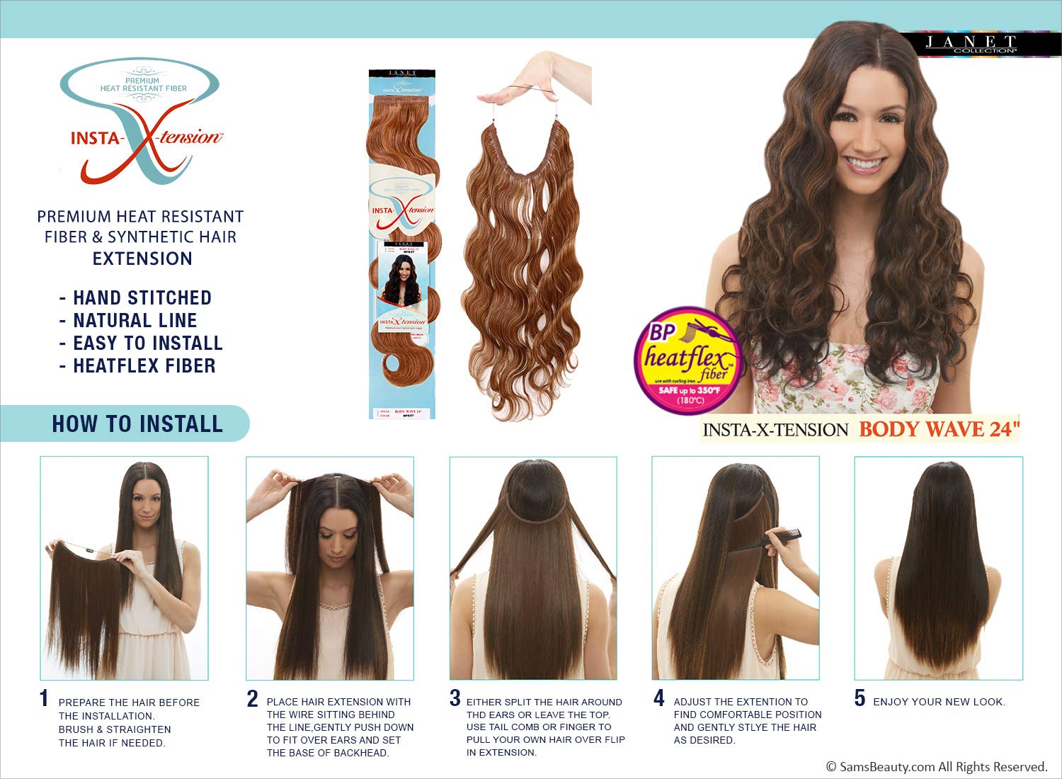 Janet Collection Synthetic Halo Hair Extensions Insta X Tension