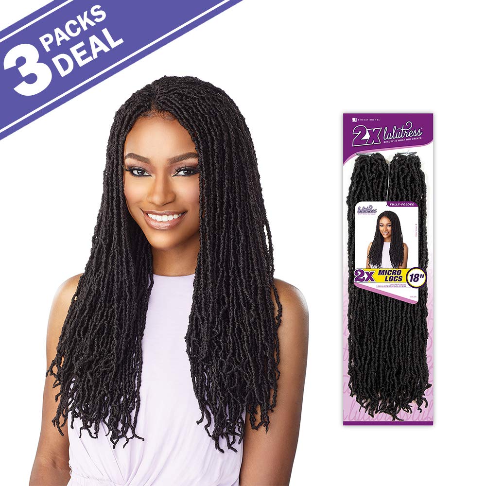 LULUTRESS Sensationnel Crochet Braids 2X Fully-Folded Micro Locs 18" (3-PACK, 1)