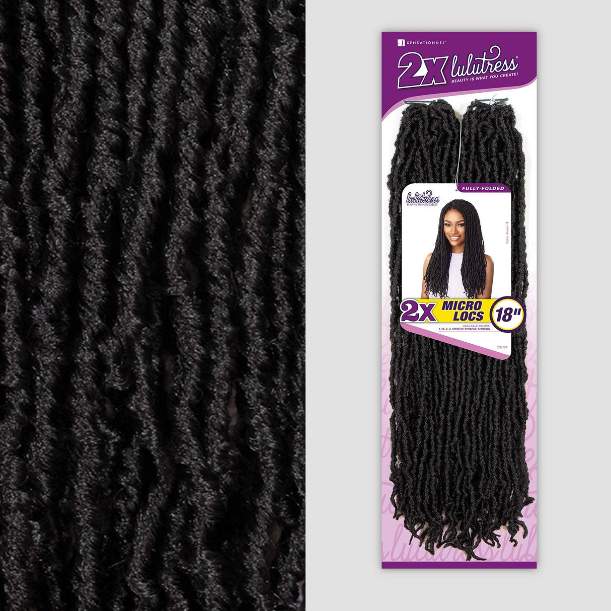 LULUTRESS Sensationnel Crochet Braids 2X Fully-Folded Micro Locs 18" (3-PACK, 1)