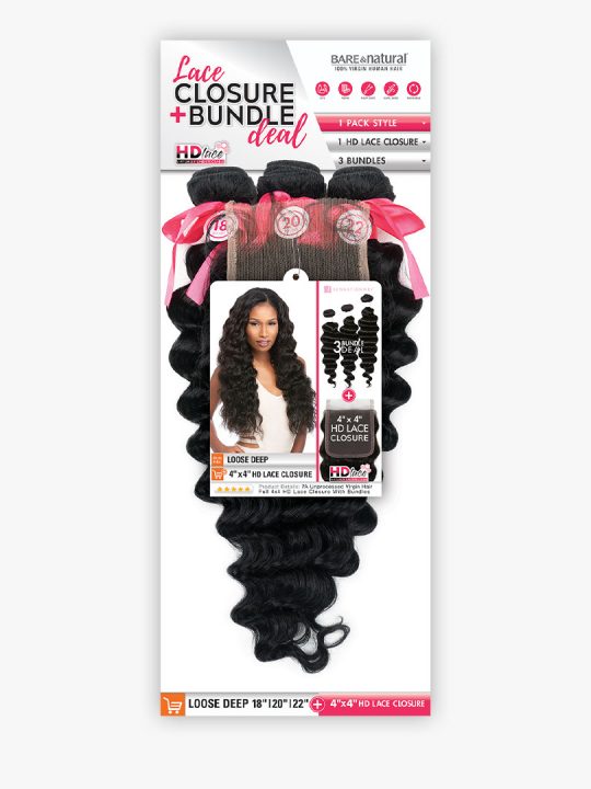 4X4 LACE CLOSURE BUNDLE DEAL LOOSE DEEP New Loose Deep Wave style is now available with HD Lace Closure + Bundle Deal item.