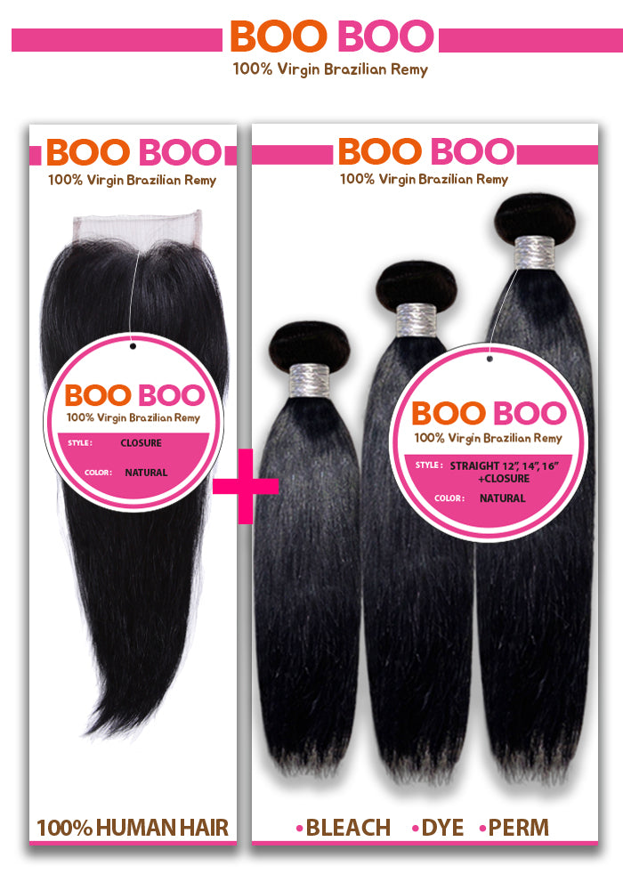 BOOBOO-MULTI 3PCS STRAIGHT + CLOSURE