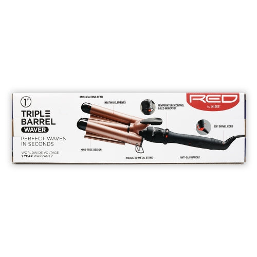 Red Kiss Triple Barrel Waver 1"