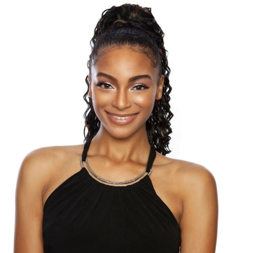 Mane Concept Human Hair Blend Ponytail Deep Wave Wrap N Tie 24"