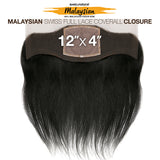 Sensationnel Malaysian Virgin Remy Human Hair Weave Bare&Natural 12x4 Swiss Full Lace Ear To Ear Coverall Straight 12"